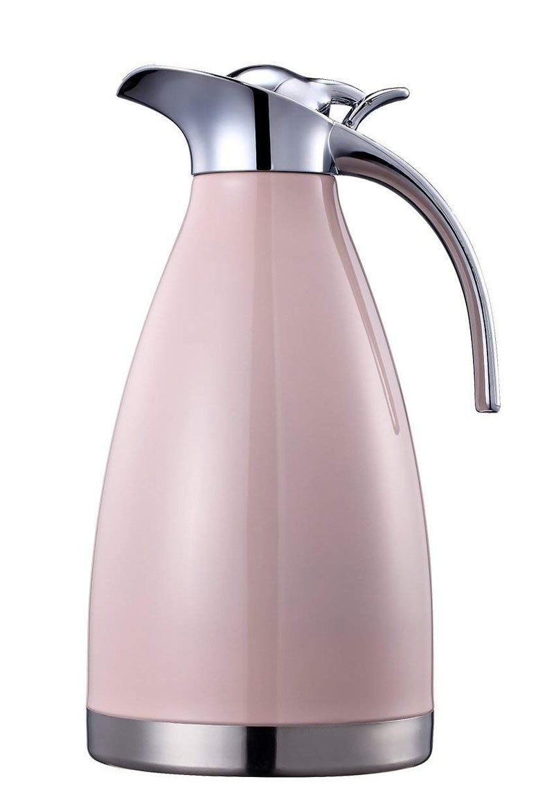 Bonnoces 68 Oz Stainless Steel Thermal Carafe - Double Walled Vacuum Insulated Thermos/Carafe with Lid - Coffee/Tea Carafe Heat & Cold Retention - 2 Liter Pink - Image 1